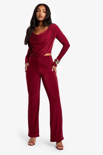 Slinky Cowl Neck Co Ord wine