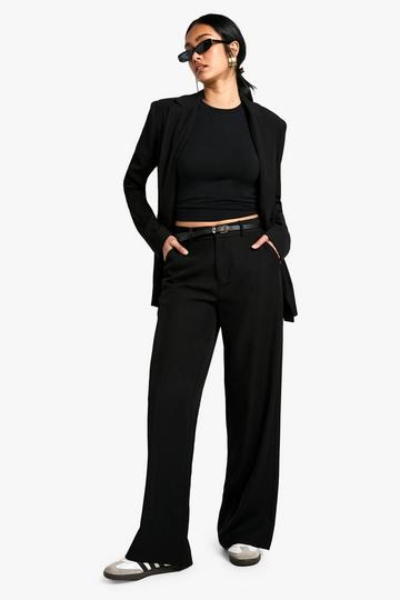 Black Tailored Column Leg Trousers