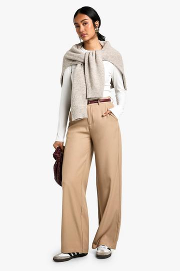 Tailored Column Leg Trousers camel