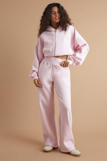 Dsgn Studio Contrast Script Double Waistband Straight Leg Jogger pink