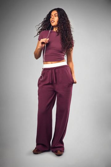 Dsgn Studio Contrast Script Straight Leg Joggers plum