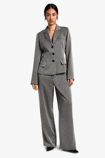 Grey Tailored Straight Leg Trousers