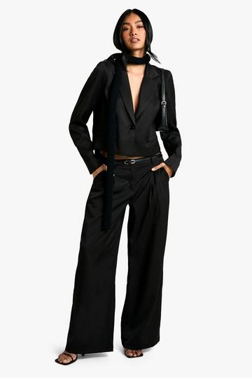 Getailleerde Geplooide Extreme Wide Leg Broek black