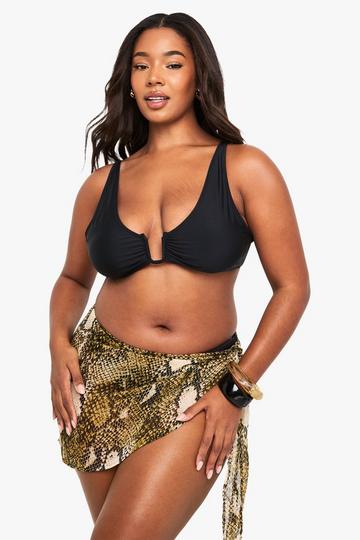 Plus Beachwear Essentials Snake Print Mini Sarong brown