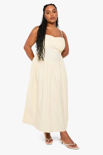 Plus Cotton Bodice Maxi Dress lemon