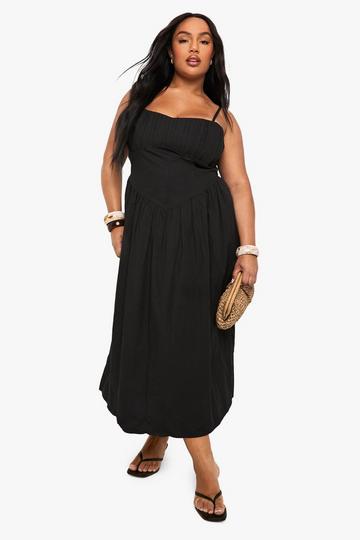 Plus Cotton Bodice Maxi Dress black