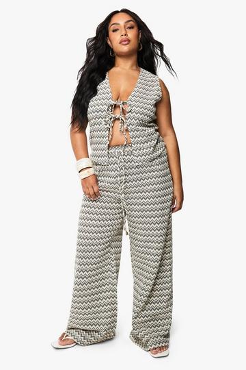 Plus Zig Zag Knitted Beach Trouser mono