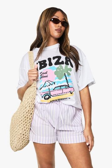 Lilac Purple Plus Wide Stripe Woven Flippy Shorts