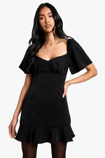 Black Ruffle Hem Mini Dress