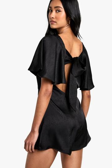 Playsuit Met Rug Strik En Engelen Mouwen black