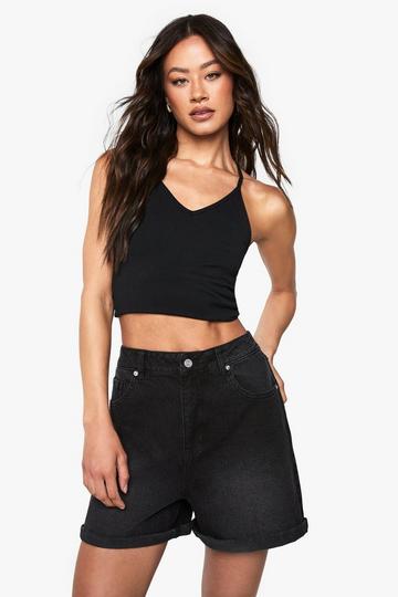 Tall Denim Mom Short washed black