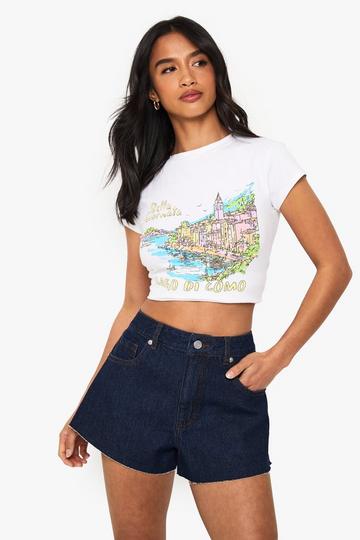 Petite Raw Hem Denim Short indigo
