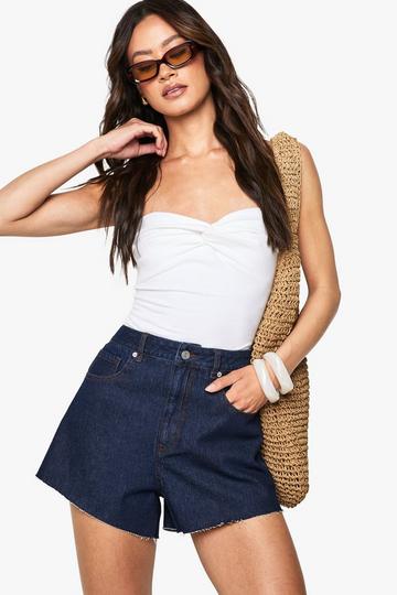 Tall Denim Shorts Met Onbewerkte Zoom indigo