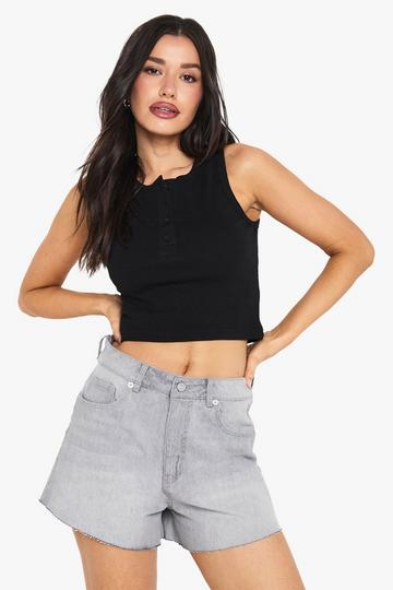 Tall Denim Shorts Met Onbewerkte Zoom grey