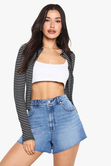 Tall Raw Hem Denim Short mid wash