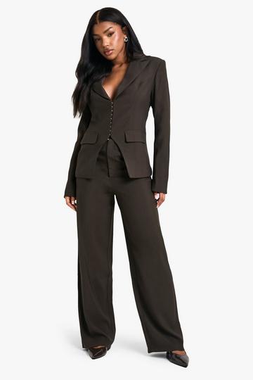 Tailored Woven Straight Leg Trousers chocolate