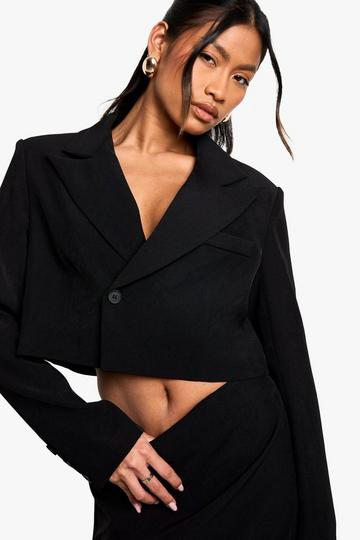 Tailored Boxy Cropped Blazer black