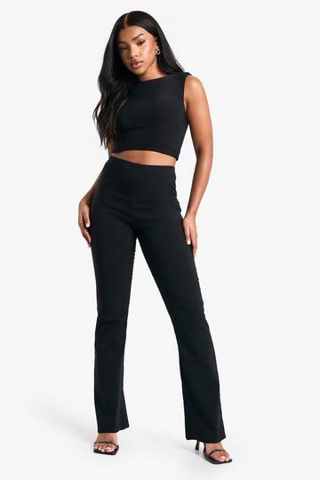 Stretch High Waisted Flared Trousers black