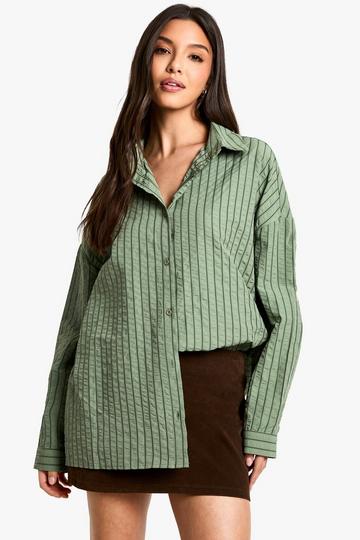 Khaki Wide Stripe Oversized Shirt khaki