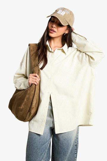 Pinstripe Oversized Shirt khaki