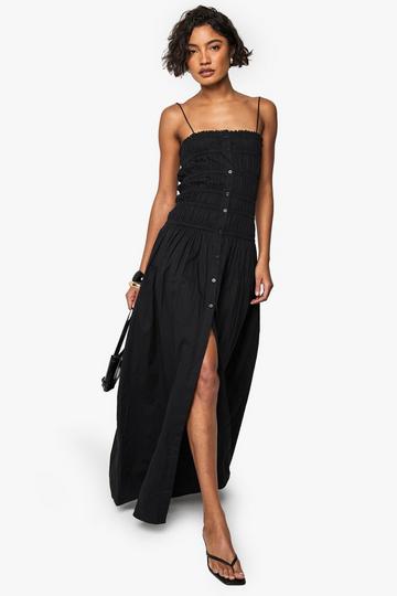 Tall Ruched Bandeau Maxi Dress black