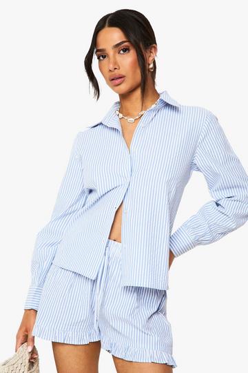 Petite Seersucker Stripe Beach Shirt blue