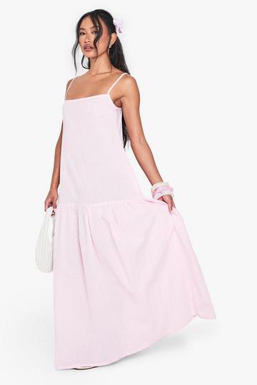 Linnen Maxi Jurk Met Lage Taille En Bandjes pink