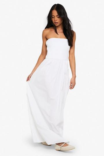 Jersey Cotton Mix Bandeau Midaxi Dress white