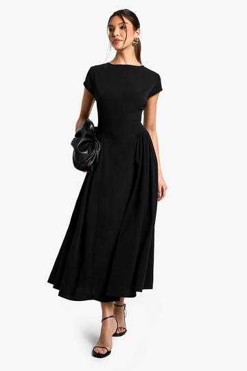 Textured Volume Skirt Midaxi Dress black