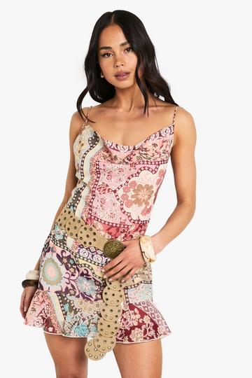 Paisley Chiffon Mini Dress light pink