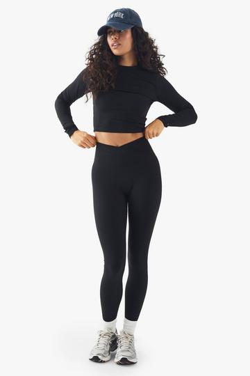 Dsgn Studio Highwaist Supersoft Peached Sculpt Wrap Waist Legging black