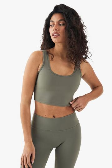 DSGN Studio Supersoft Peached Sculpt Padded Sports Bra khaki