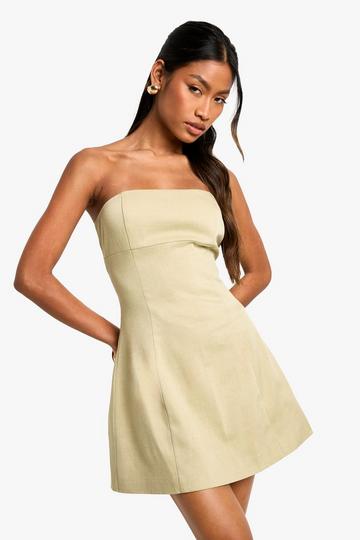 Structured Bandeau Tailored Mini Dress sage