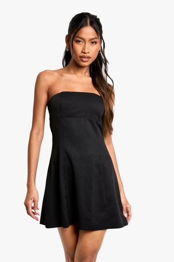 Getailleerde Strapless Mini Jurk black