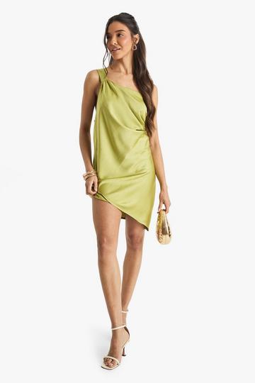 Satin Cowl Mini Dress green