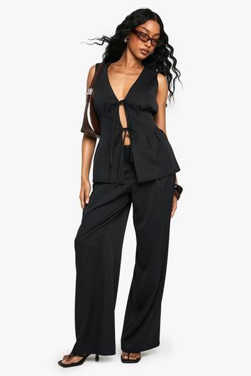 Woven Tailored Front Zip Straight Leg Trouser black