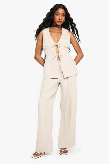 Woven Tailored Front Zip Straight Leg Trouser ecru