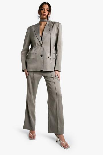 Tailored Seam Detail Straight Leg Trousers taupe