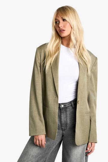 Single Breasted Boxy Oversized Blazer khaki