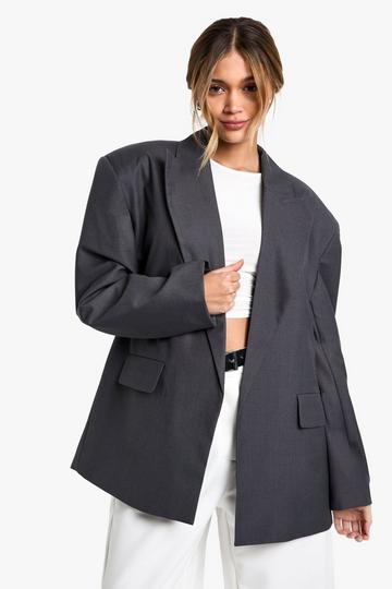 Extreme Lapel Oversized Open Blazer charcoal