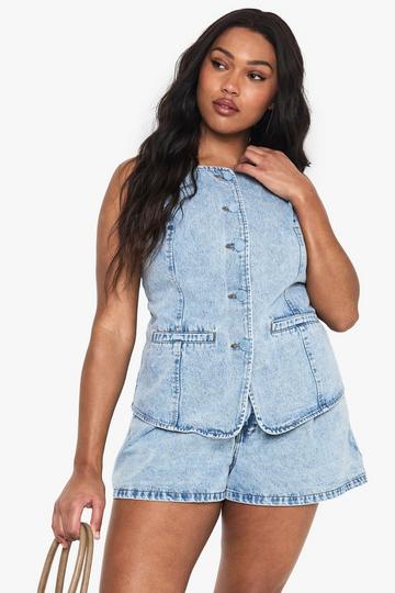 Plus Denim Mom Short light blue