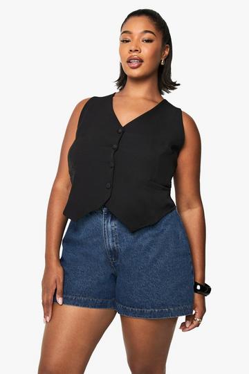 Plus Denim Mom Short mid blue