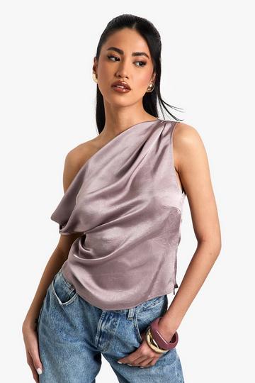 Woven Shirred Cut Out Long Sleeve Top mauve