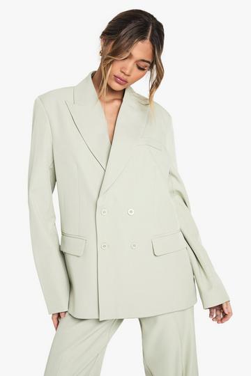 Woven Tailored Double Breast Blazer sage