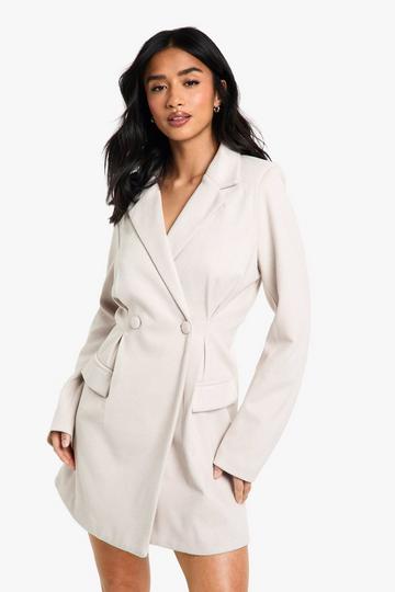 Petite Herringbone Tailored Fitted Blazer Dress taupe