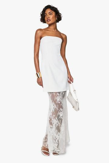 Tall Flared 2-In-1 Maxi Jurk Met Kant white