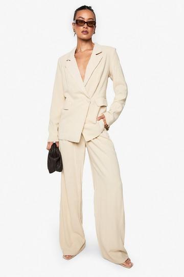 Tall Linen Look Straight Leg Trousers ecru