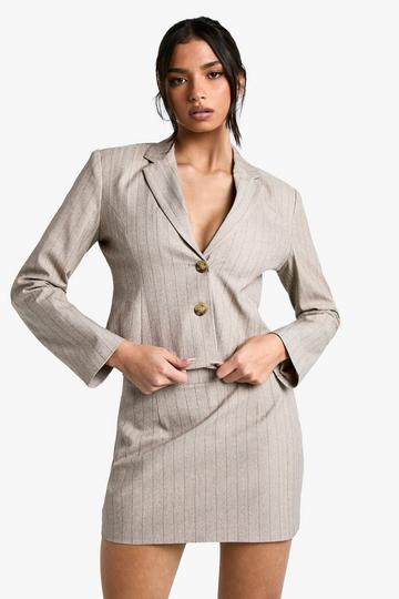 Tailored Pinstripe Mini Skirt beige