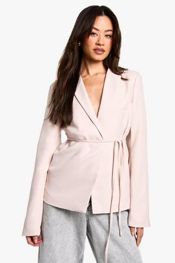 Tall Textured Tie Detail Blazer blush