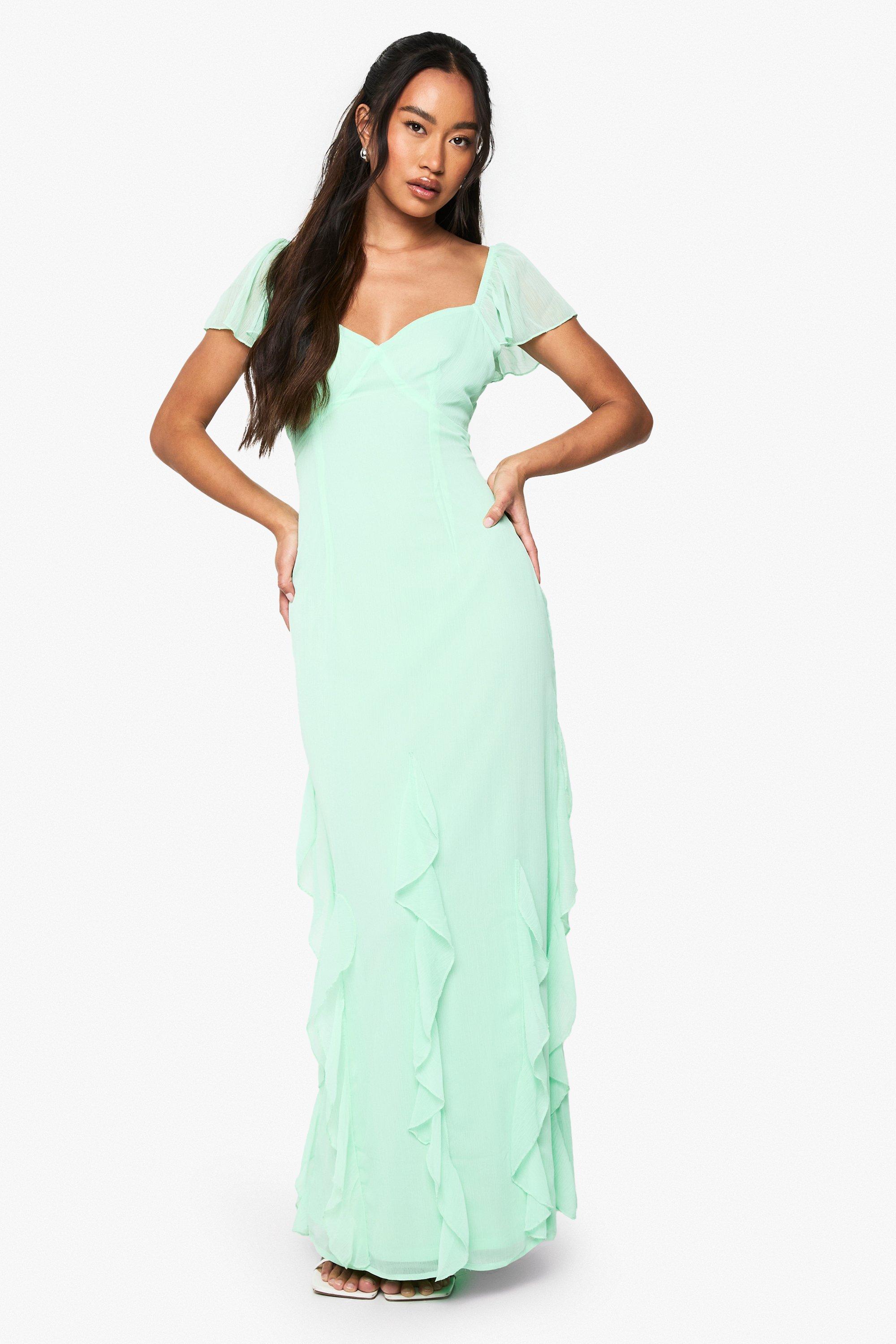 Crinkle Chiffon Ruffle Maxi Dress | boohoo